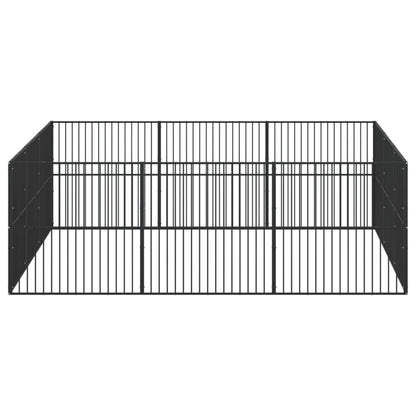 vidaXL Dog Playpen 12 Panels Black Galvanised Steel 4