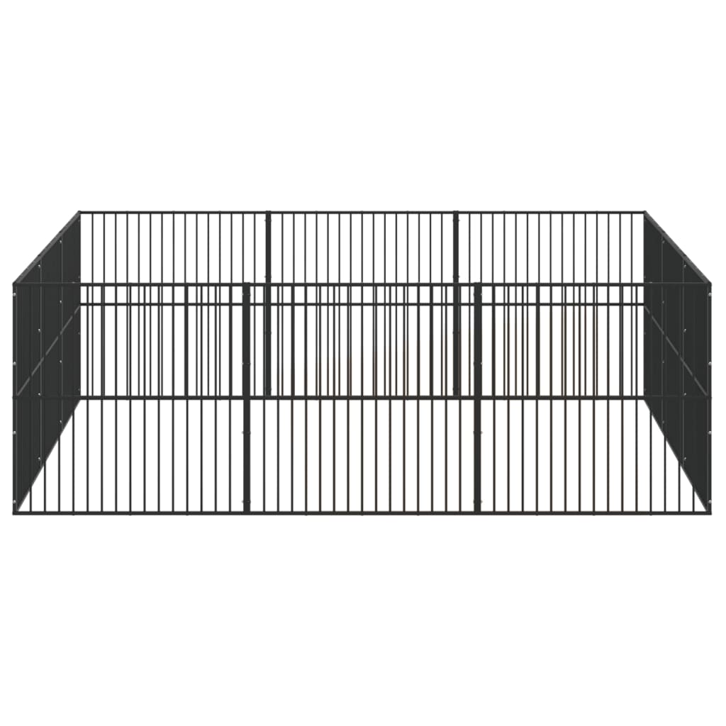 vidaXL Dog Playpen 12 Panels Black Galvanised Steel 5