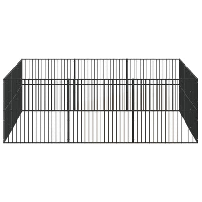 vidaXL Dog Playpen 12 Panels Black Galvanised Steel 5