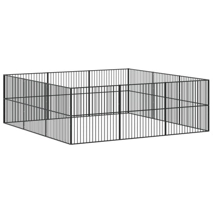 vidaXL Dog Playpen 12 Panels Black Galvanised Steel 6