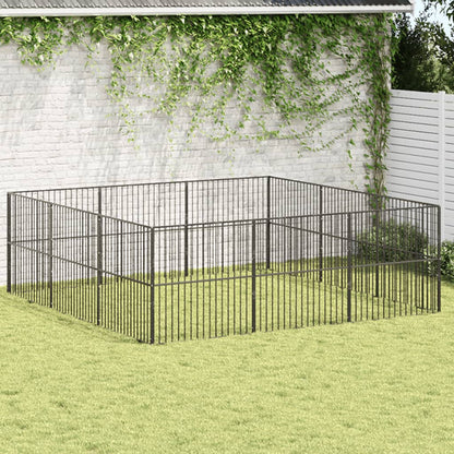 vidaXL Dog Playpen 12 Panels Black Galvanised Steel 1
