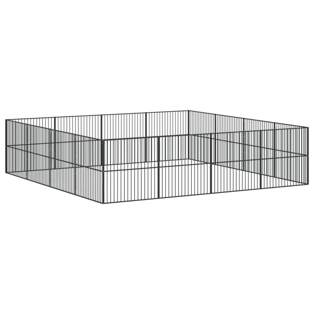 vidaXL Dog Playpen 16 Panels Black Galvanised Steel 2