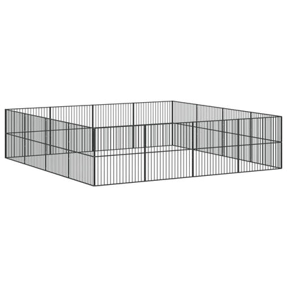 vidaXL Dog Playpen 16 Panels Black Galvanised Steel 2