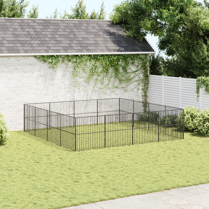 vidaXL Dog Playpen 16 Panels Black Galvanised Steel 3