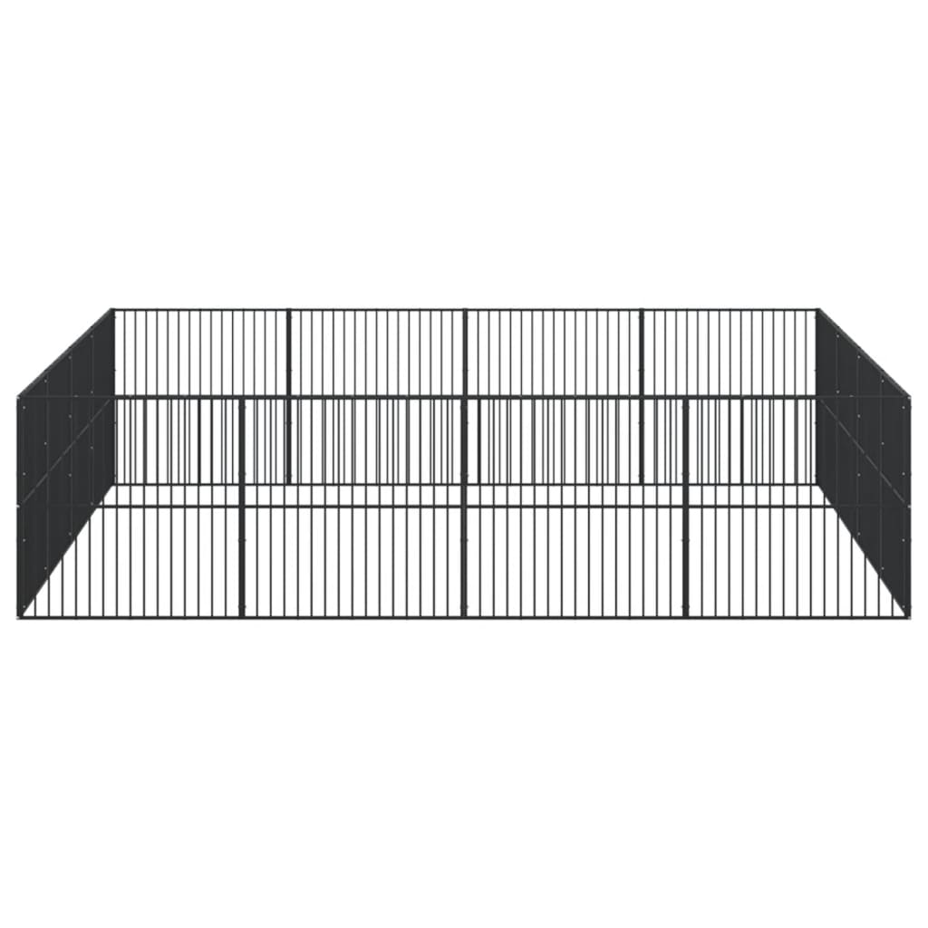 vidaXL Dog Playpen 16 Panels Black Galvanised Steel 4