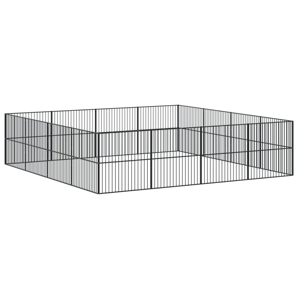 vidaXL Dog Playpen 16 Panels Black Galvanised Steel 5