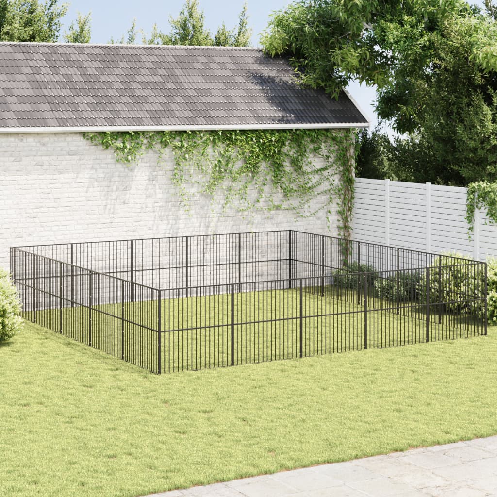 vidaXL Dog Playpen 4 Panel Black Galvanised Steel