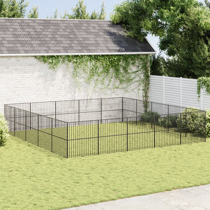 vidaXL Dog Playpen 4 Panel Black Galvanised Steel