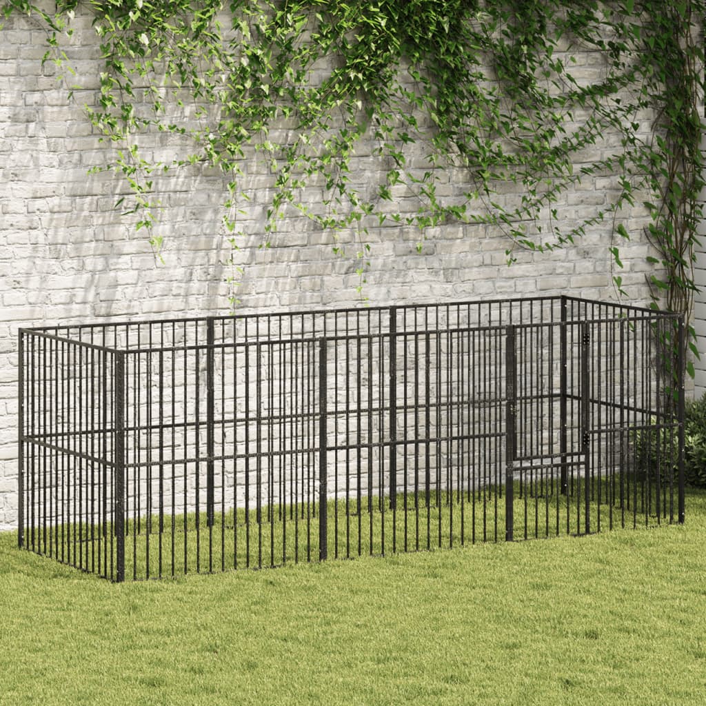 vidaXL Dog Playpen 4 Panel Black Galvanised Steel
