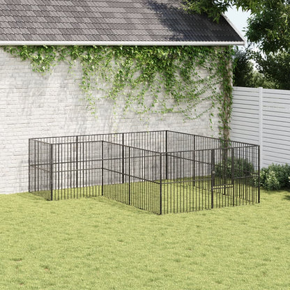 Dog Playpen 4 Panel Black Galvanised Steel 303 cm 300 cm