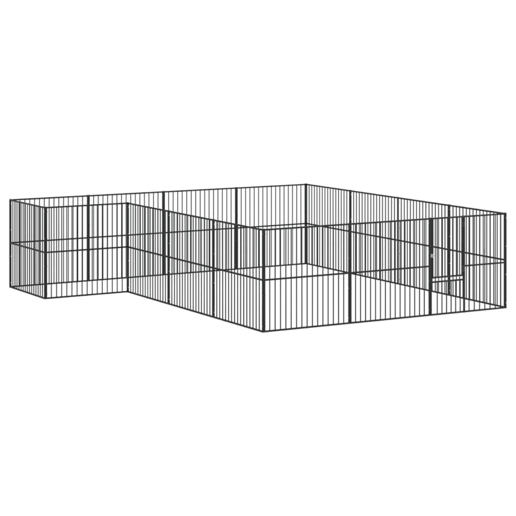 vidaXL Dog Playpen 16 Panels Black Galvanised Steel 2