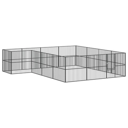 vidaXL Dog Playpen 16 Panels Black Galvanised Steel 2