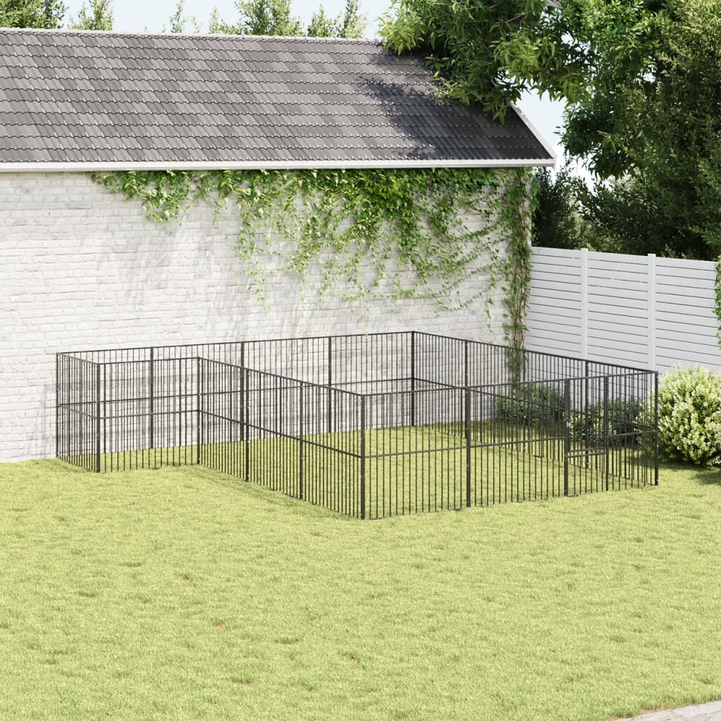 Dog Playpen 4 Panel Black Galvanised Steel 403 cm 400 cm