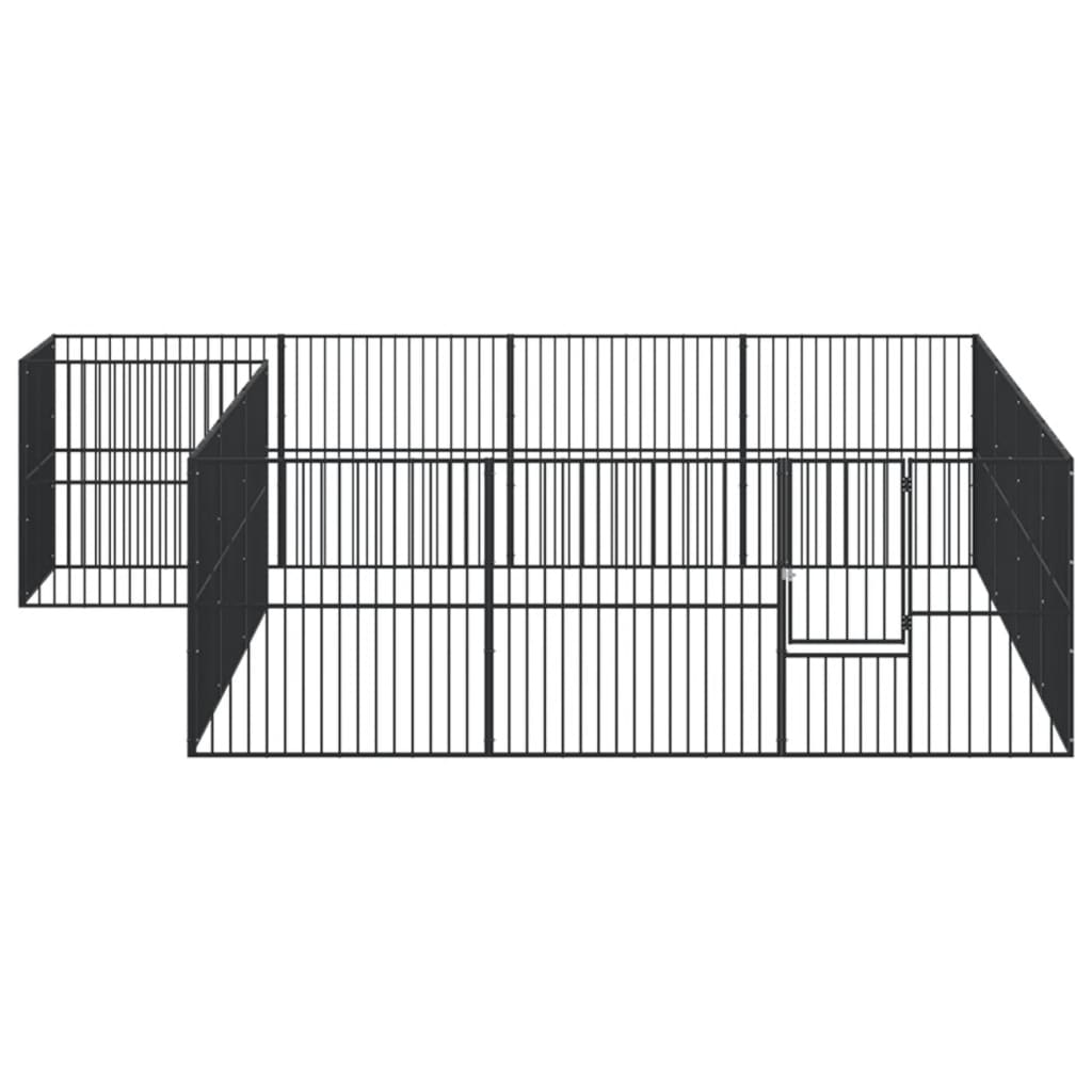 vidaXL Dog Playpen 16 Panels Black Galvanised Steel 4