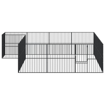 vidaXL Dog Playpen 16 Panels Black Galvanised Steel 4