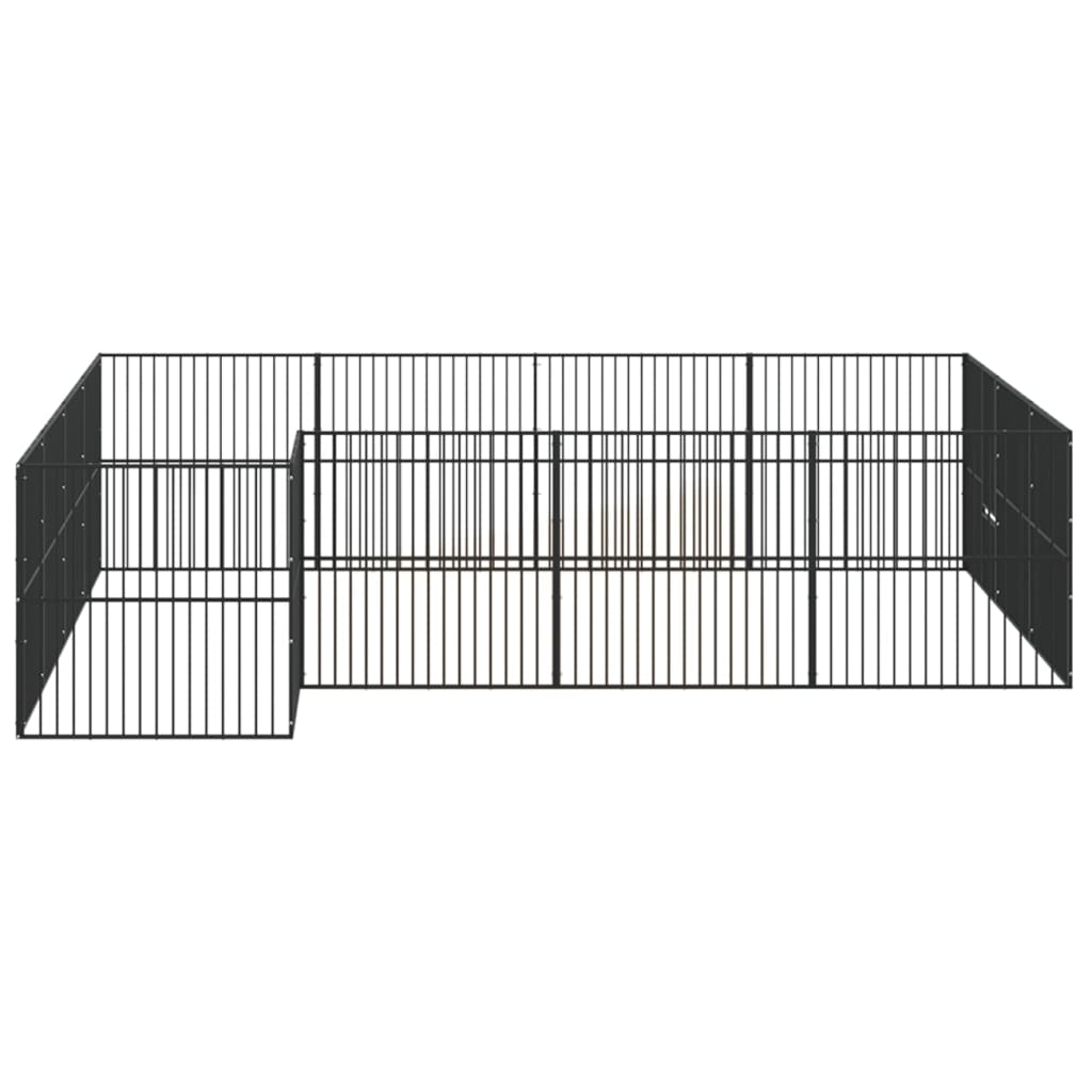 vidaXL Dog Playpen 16 Panels Black Galvanised Steel 6