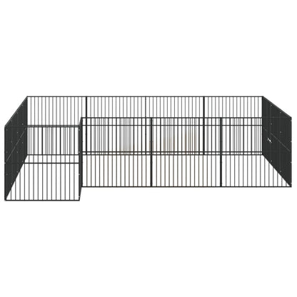 vidaXL Dog Playpen 16 Panels Black Galvanised Steel 6