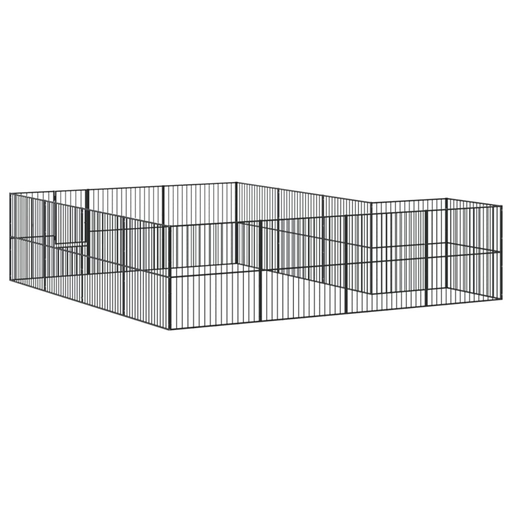 vidaXL Dog Playpen 16 Panels Black Galvanised Steel 5