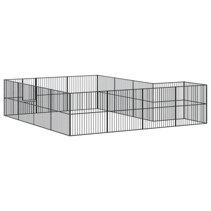 vidaXL Dog Playpen 16 Panels Black Galvanised Steel 5