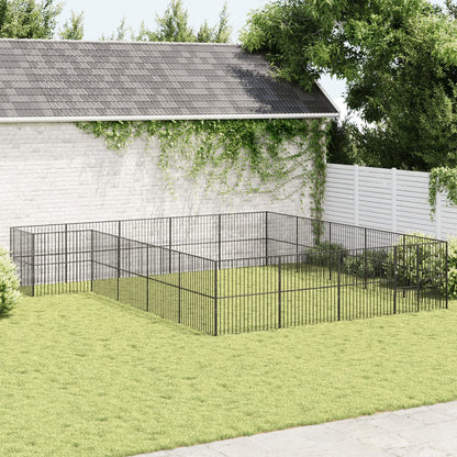 vidaXL Dog Playpen 4 Panel Black Galvanised Steel