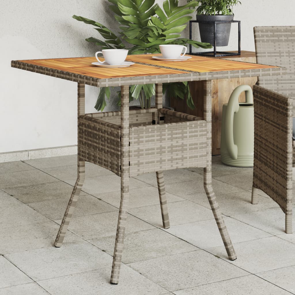Garden Table with Top 80x80x75 cm Poly Rattan Grey Wood