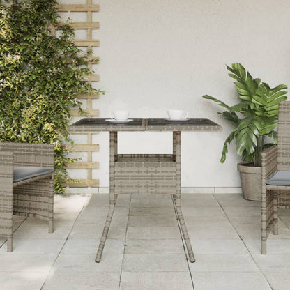 Garden Table with Top 80x80x75 cm Poly Rattan Grey Glass