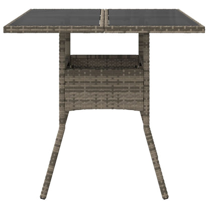 Garden Table with Top 80x80x75 cm Poly Rattan Grey Glass