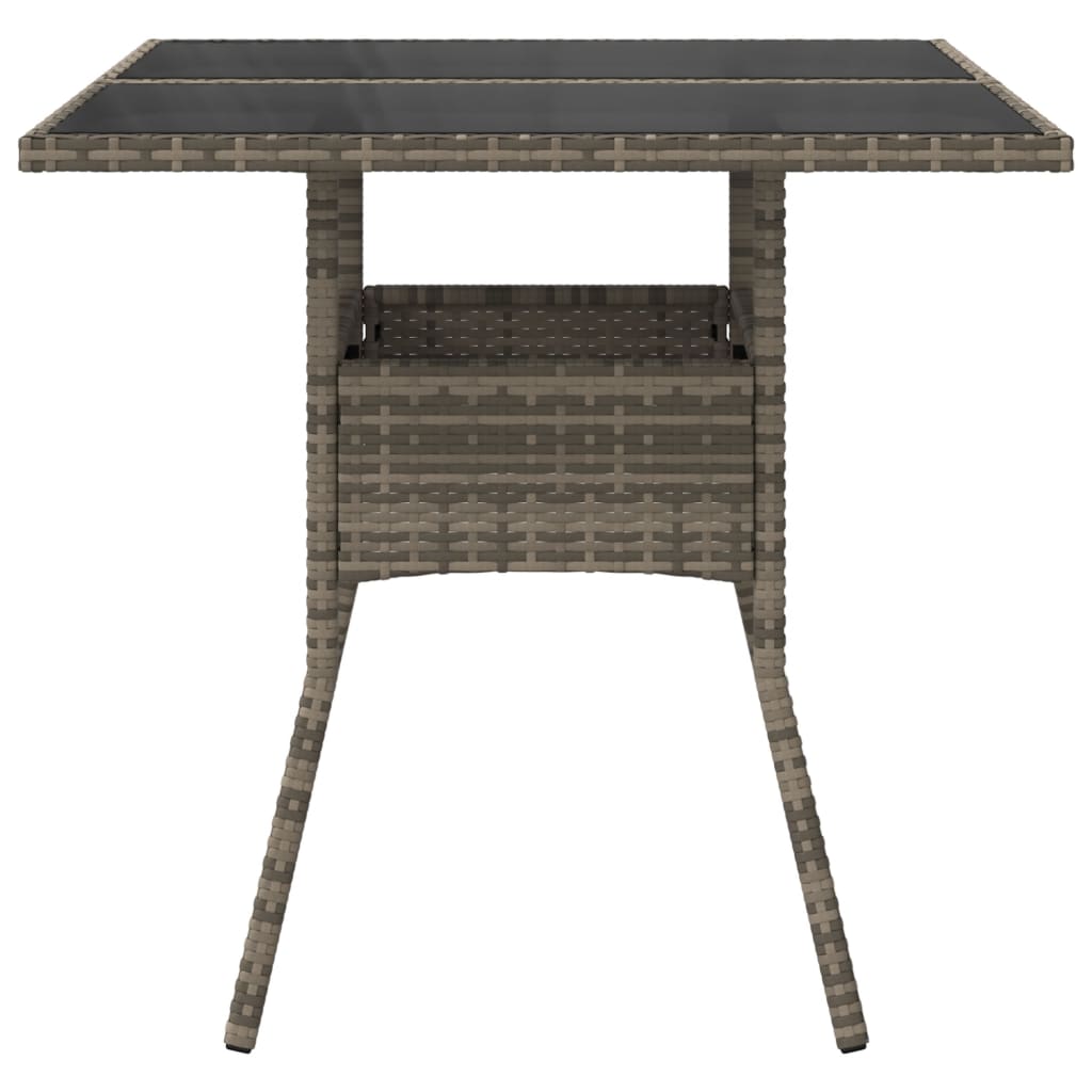 Garden Table with Top 80x80x75 cm Poly Rattan Grey Glass