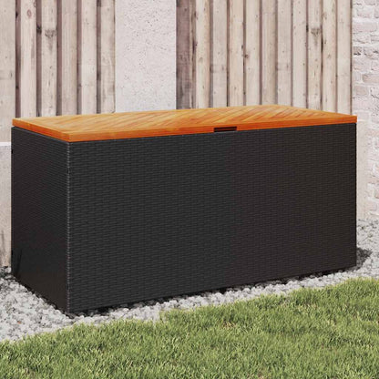 vidaXL Garden Storage Box Poly Rattan Acacia Wood