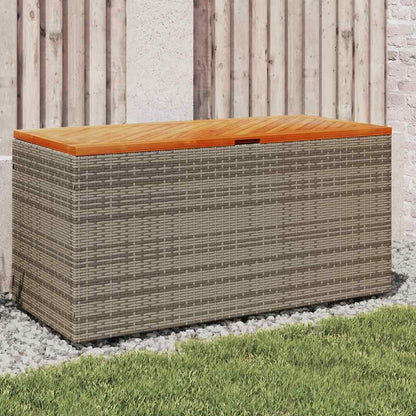 vidaXL Garden Storage Box Poly Rattan Acacia Wood