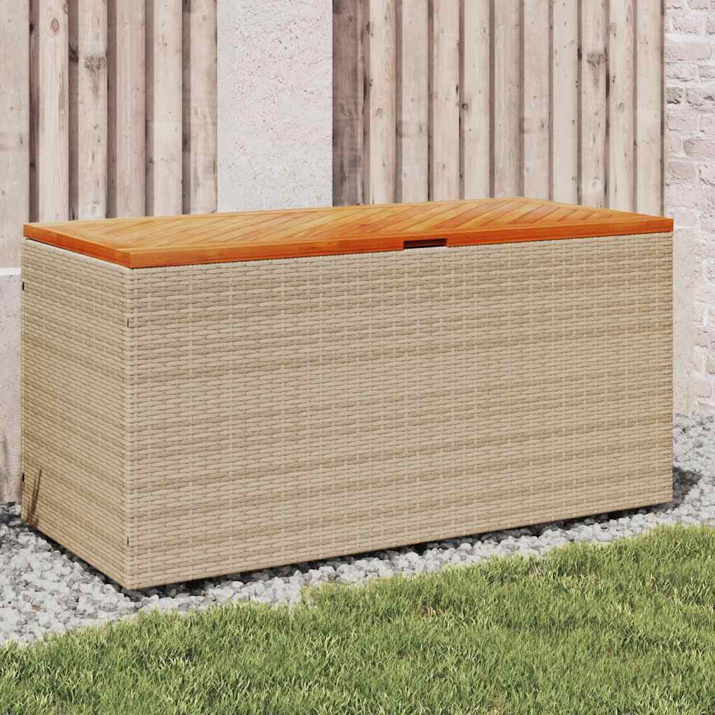 vidaXL Garden Storage Box Poly Rattan Acacia Wood