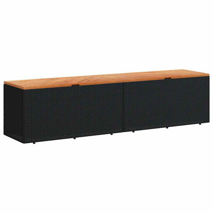 Garden Storage Box Poly Rattan Acacia Wood Black