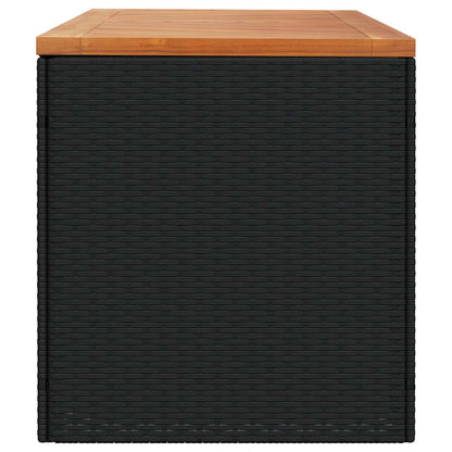 vidaXL Garden Storage Box Black 220x50x54 cm Poly Rattan Acacia Wood 6