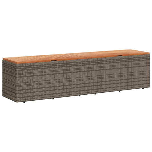 vidaXL Garden Storage Box Grey 220x50x54 cm Poly Rattan Acacia Wood 2
