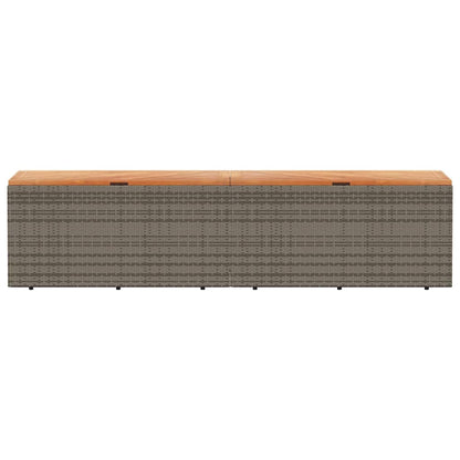 vidaXL Garden Storage Box Grey 220x50x54 cm Poly Rattan Acacia Wood 4