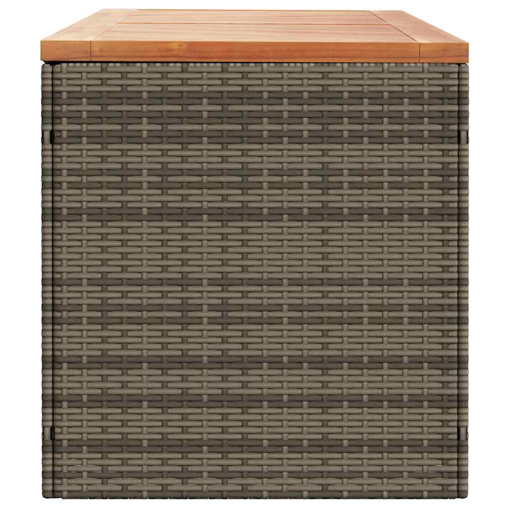 vidaXL Garden Storage Box Grey 220x50x54 cm Poly Rattan Acacia Wood 5