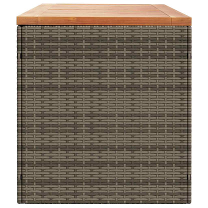 vidaXL Garden Storage Box Grey 220x50x54 cm Poly Rattan Acacia Wood 5