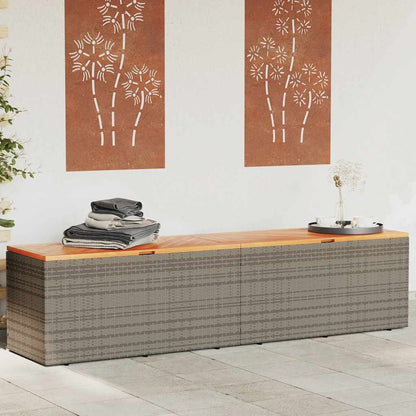 vidaXL Garden Storage Box Grey 220x50x54 cm Poly Rattan Acacia Wood 1