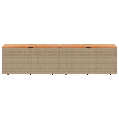 vidaXL Garden Storage Box Beige 220x50x54 cm Poly Rattan Acacia Wood 4