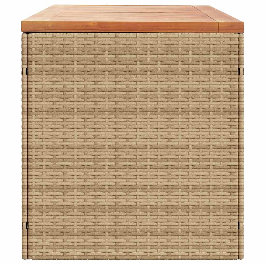 vidaXL Garden Storage Box Beige 220x50x54 cm Poly Rattan Acacia Wood 5