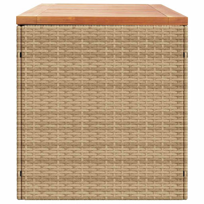vidaXL Garden Storage Box Beige 220x50x54 cm Poly Rattan Acacia Wood 5