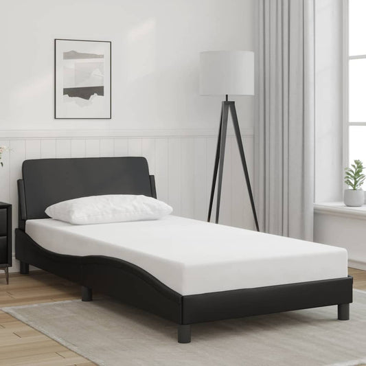 Bed Frame "Dover" Faux Leather Black 100 cm 190 cm