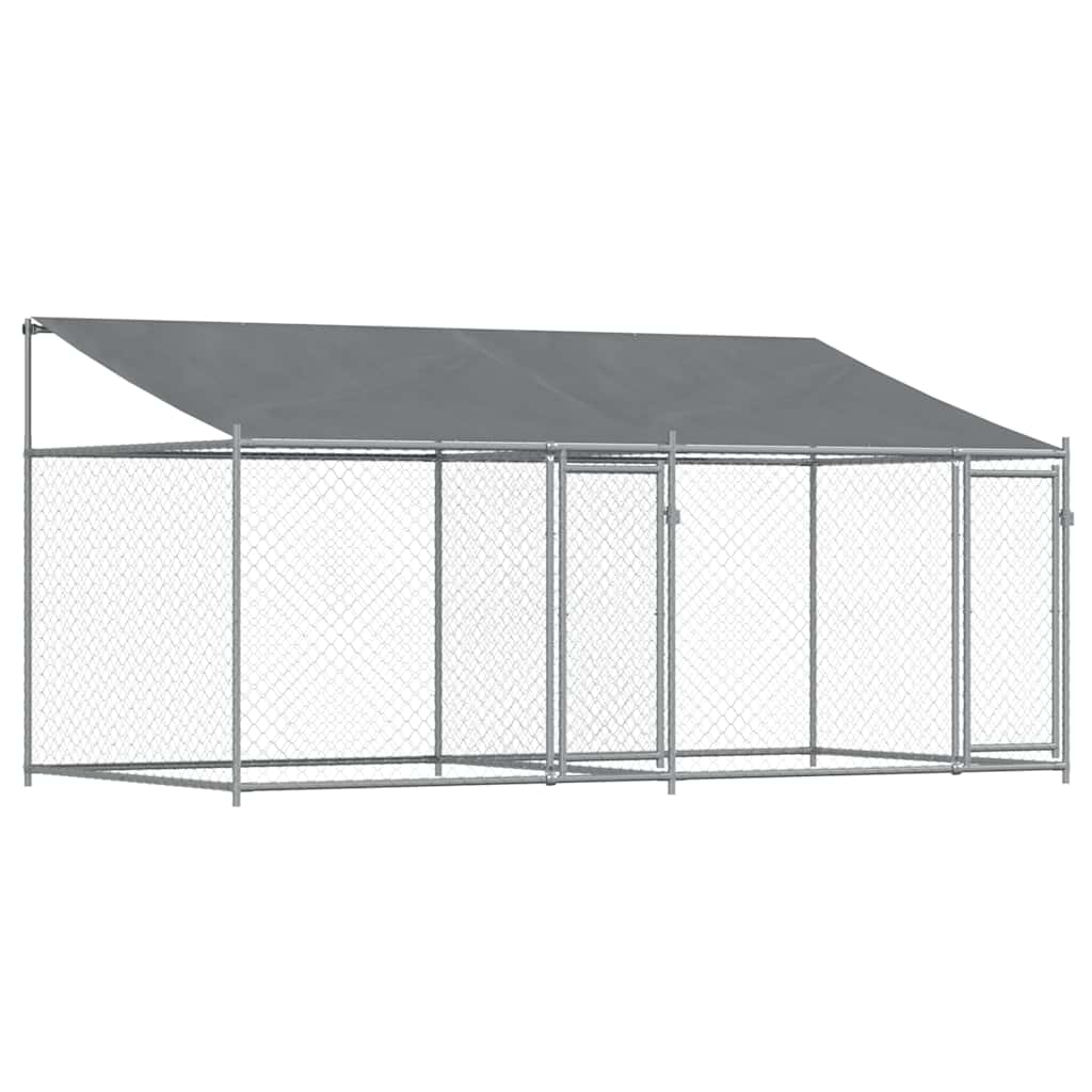 vidaXL Dog Cage with Roof and Doors Grey 4x2x2 m Galvanised Steel 2