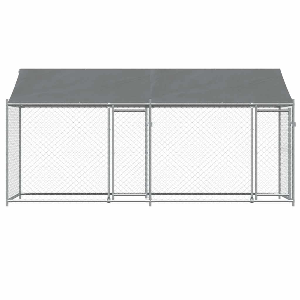 vidaXL Dog Cage with Roof and Doors Grey 4x2x2 m Galvanised Steel 4