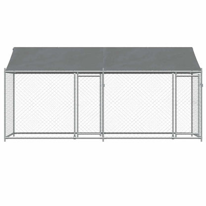 vidaXL Dog Cage with Roof and Doors Grey 4x2x2 m Galvanised Steel 4