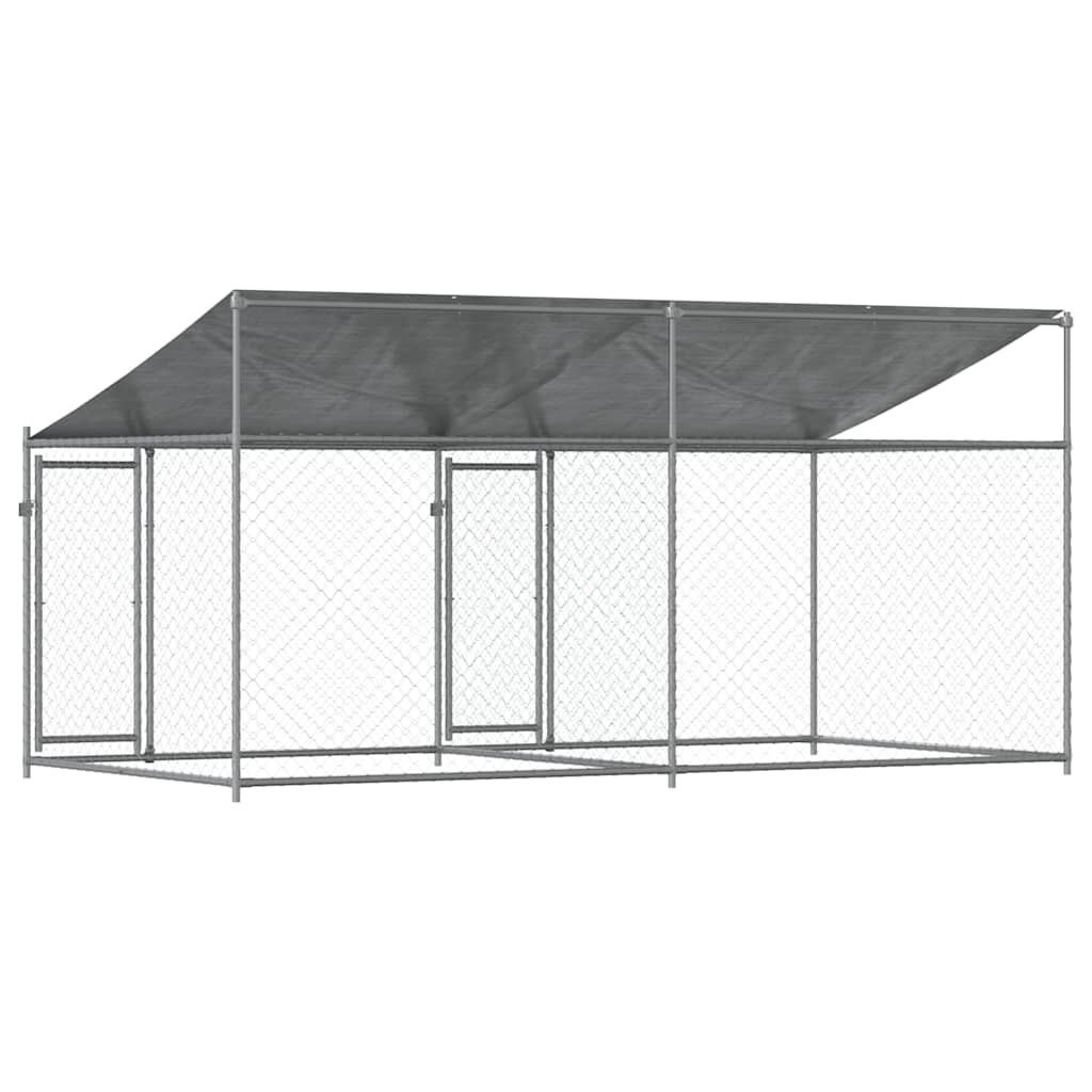 vidaXL Dog Cage with Roof and Doors Grey 4x2x2 m Galvanised Steel 6