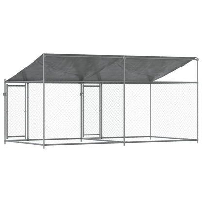 vidaXL Dog Cage with Roof and Doors Grey 4x2x2 m Galvanised Steel 6
