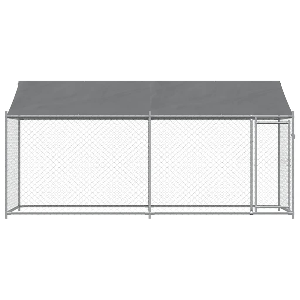 vidaXL Dog Cage with Roof and Door Grey 4x2x2 m Galvanised Steel 4