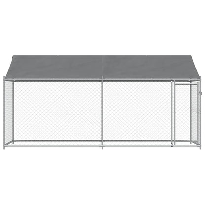 vidaXL Dog Cage with Roof and Door Grey 4x2x2 m Galvanised Steel 4