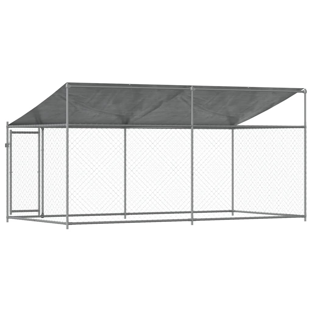 vidaXL Dog Cage with Roof and Door Grey 4x2x2 m Galvanised Steel 6